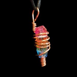 Handcrafted Multicolor Wire-Wrapped Pendant Necklace